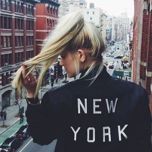 Brandy Melville Silk Bomber Jacket New York